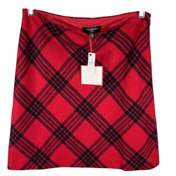 Talbots Petites NWT Womens 10P Red Black Plaid Wool Blend Skirt Clueless Preppy - Picture 4 of 10